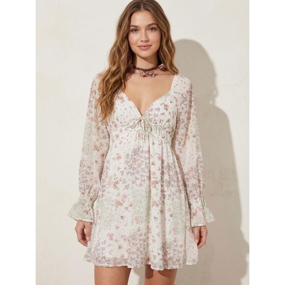 Francesca’s Dresses & Skirts - Francesca’s Floral Empire Waist Babydoll Dress M | Cottagecore Coquette Dollette